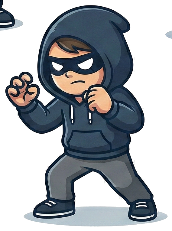 Hugo sneaking around as a black hat