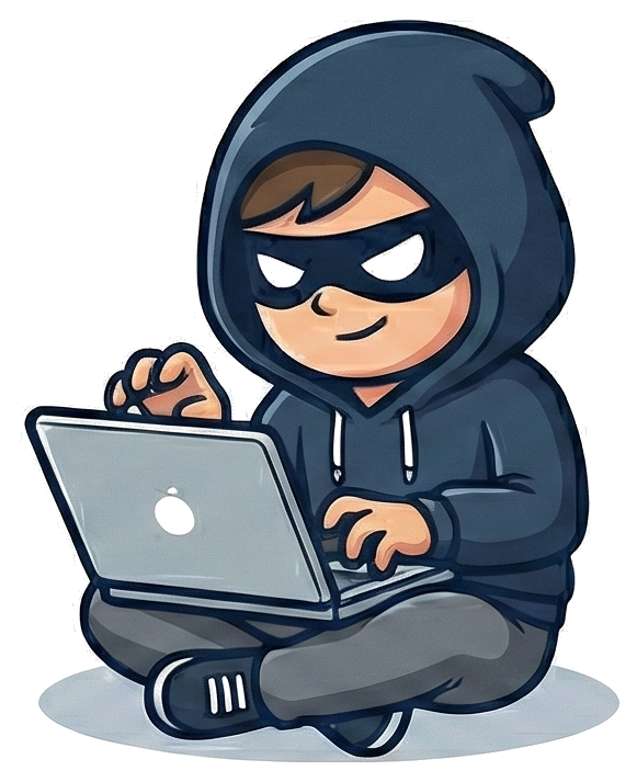Hugo hacking on his laptop