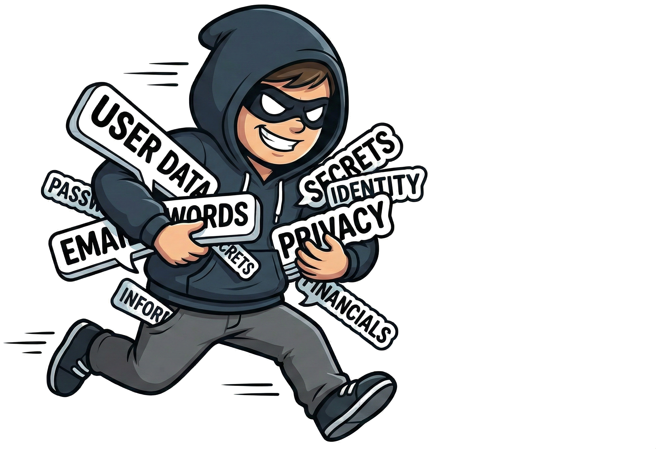 Hugo running with stolen user data, passwords, and secrets